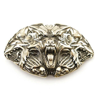 German silver belt buckle Cerberus, Animal buckle, Three headed dog, Hell dog - Image 1 of 4