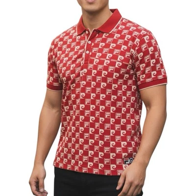 FILA + Pierre Cardin рубашка-поло мужской M красный опрятный Sporty Streetwear клетчатый - Изображение 1 из 4