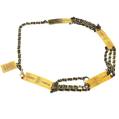 Cinto de corrente Chanel vintage folheado a ouro com marca Coco, feminino, i22819 - Imagem 1 de 4