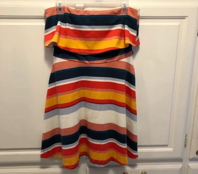 Vestido Charles Henry Colorido a Rayas Sin Tirantes Multicolor Nuevo con Etiquetas Talla Mediana Foto 1 de 4