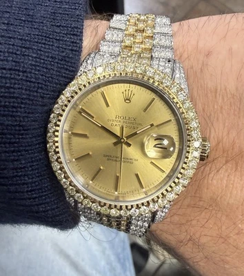 A Rolex Datejust 16013 Iced Out Natural Diamond Watch 36mm Champagne Dial - Image 1 of 4