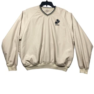 USMC United States Marine Corps Pullover Jacket Mens Medium Beige Windbreaker - Picture 1 of 11