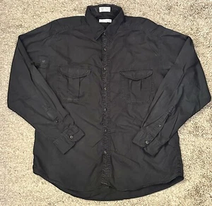 Camicia Claiborne uomo L nera due tasche manica lunga colletto bottoni Taiwan - Foto 1 di 10