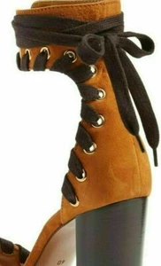 CHLOE MILES ICONIC WHIPSTITCH STRAP LACE-UP SUEDE SANDALS PUMPS SCHUHE SHOES 40 - Bild 1 von 8