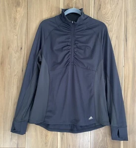 Adidas Climalite 1/2 Zip Pullover Women's XL Charcoal Gray Thumbholes Athletic - Picture 1 of 13