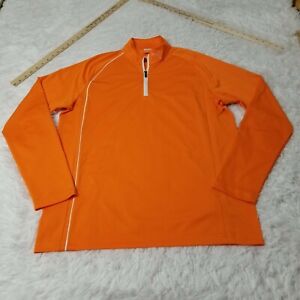 Puma Dry Cell Mens Golf 1/4 Zip Pullover Shirt Jacket Medium M Orange Solid