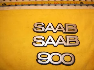 Saab 1988 900 hatchback front hood sides rear trunk Genuine 1 set of 3 Emblems - Bild 1 von 12