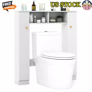 Over Toilet Organizer Storage Cabinet W/ Adjustable Shelves Space Saving Rack US - Picture 1 of 6