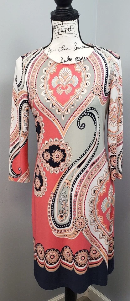 Платье женское INC International Concepts 6 мульти пейсли с длинным рукавом круглый вырез - Изображение 1 из 4