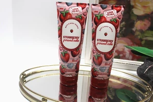 Set of 2 Bath & Body Works Strawberry Pound Cake Body Cream 8 oz Valentine's Day - Picture 1 of 5