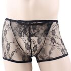 Men's Lace Boxer Briefs Underwear Sexy See Through Shorts Sissy Knickers