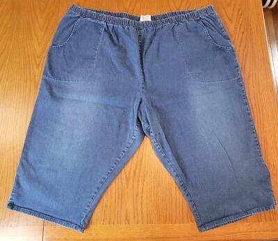 Womens Plus Size 34W Mainstreet Blues Stretch Denim Capri Jeans Blue Elastic - Image 1 of 4
