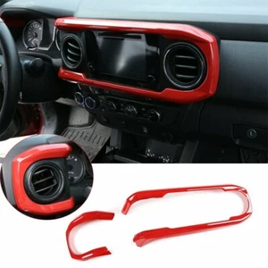 Red ABS Central Console Dashboard Decorative Cover Fit For T@yota T@coma 2016-20 - Foto 1 di 11