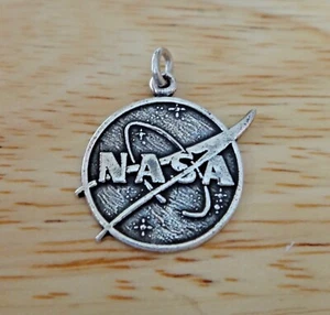 Sterling Silber 17mm sagt NASA Fleischbällchen Scheibe Texas Florida Charm - Bild 1 von 5