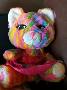 Build a Bear Workshop smallfrys plush neon rainbow kitty cat sequined dress cute - Picture 1 of 8