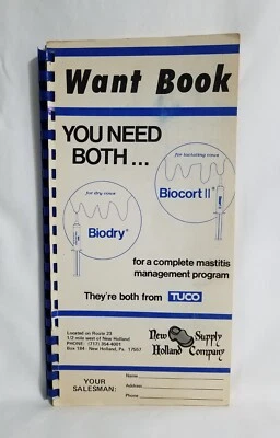 Cuaderno de notas publicitarias vintage New Holland Supply Company Want Book granja vaca Foto 1 de 4