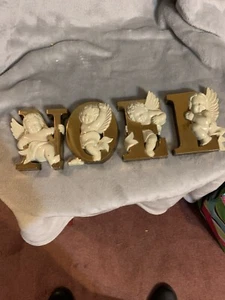 Weihnachten Noel Plaketten mit Cherubs von Burwood Products Co. Made in USA 1987 - Bild 1 von 5
