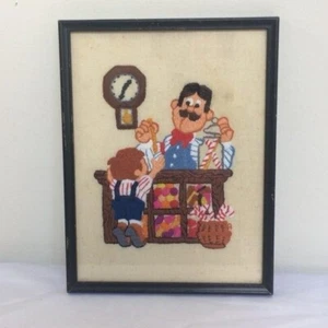 Vintage Handarbeit Crewel "Sweet Treats" Handarbeit Wandbehang gerahmt Küche - Bild 1 von 4