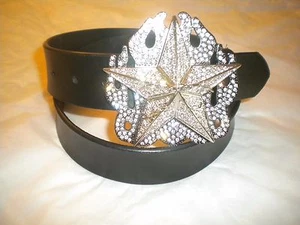 NUEVA HEBILLA GRANDE PLATEADA CON UNA ESTRELLA Y PIEDRAS TRANSPARENTES SOLO HEBILLA - Imagen 1 de 3