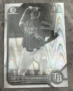 TREVOR MARTIN 2022 BOWMAN DRAFT CHROME BLACK & WHITE RAYWAVE REFRACTOR, RAYS - Picture 1 of 2