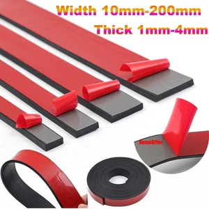 Self-Adhesive Rubber Strip TPE Solid Backed Strips Flat Bar Seals Thick 1mm-4mm - Picture 1 of 19
