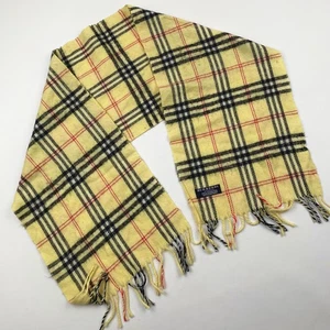 Burberry London Cashemere Yellow Nova Check Scarf - Made In England - Picture 1 of 6