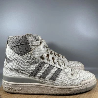 Adidas Origial Forum 84 High Top Mens Size 8 White Grey Snakeskin - Image 1 of 4