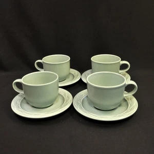 Pfaltzgraff Set of 4 Cups & Saucers Acadia Cypress Green Copyright USA HTF - Picture 1 of 12