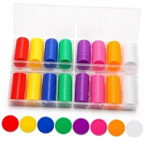 400Pcs 8 Colors Bingo Chips with Sorting Storage Box, 1 Inch Plastic Poker - Picture 1 of 8