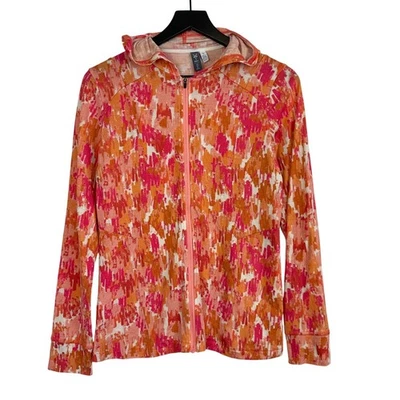 Ibex WOmens Marino Wool Full Zip Hoodie Sweater Orange Red Pink USA - S - Image 1 of 4