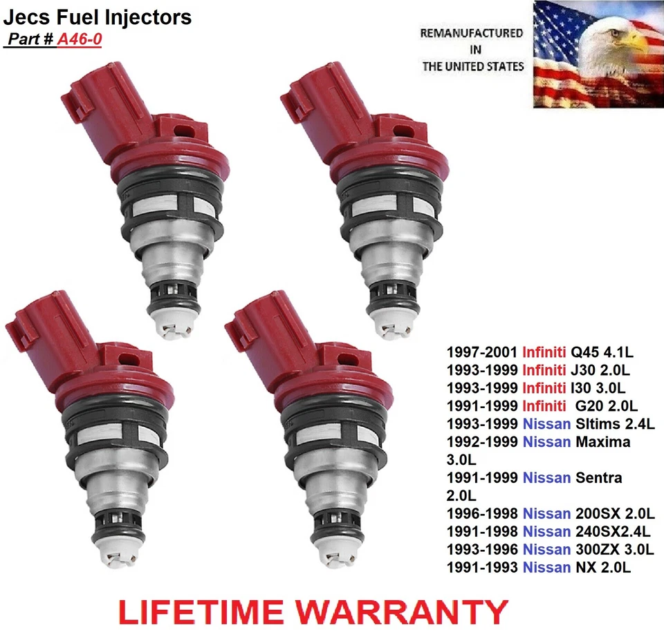 ✅ Set of 4 Genuine Jecs Fuel Injectors for 1991-1999 Nissan Sentra 2.0L - Image 1 of 1