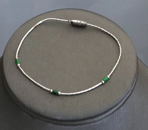 Vintage 925 Sterling Silver Native American Style Malachite Bead Bracelet - Picture 1 of 5