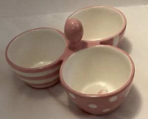 Pampered Chef Pink Bowl Trio Help Whip Breast Cancer 3-Part Candy Condiment Dish