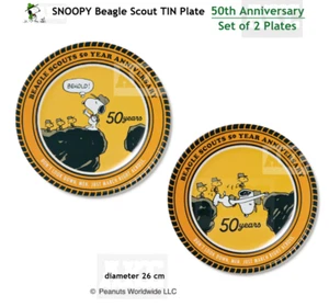 JUEGO DE PLACAS DE HOJALATA PEANUTS SNOOPY Beagle Scout 50 Aniversario [2] 26 cm 10,24 pulgadas TRK - Imagen 1 de 11