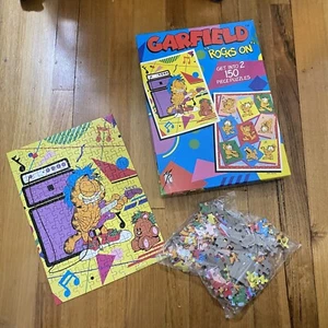Vintage 80s GARFIELD "Rocks On" 2X 150 PIECE Puzzles COMPLETE + 1 Sealed! - Picture 1 of 3