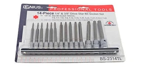 14pc Torx Bit Socket Set (long) T6 - T55 From Genius Tools - Picture 1 of 2
