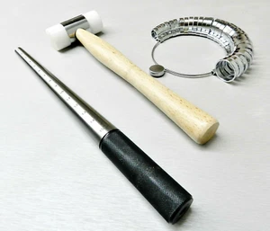 Steel Ring Mandrel Nylon Hammer Finger Sizer Gauge Wide Band Jewelry Tool Set - Picture 1 of 5