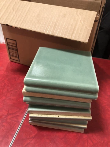 1930’s California Art Tile Co. 4  5/16” Jade Green Bullnose Tiles -N.O.S Cover