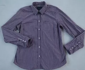 American Eagle Women's Favorite L/S Button Down Purple Striped Dress Shirt - 14 - Picture 1 of 9