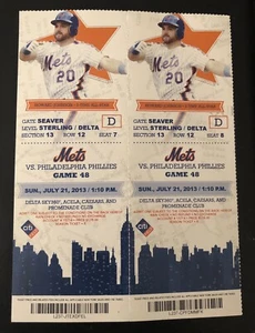 NY Mets vs Phillies Full Ticket Stub David Wright HR 7/21/2013 Harvey Win MINT - Picture 1 of 2