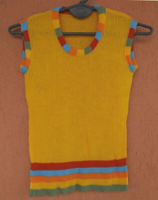 Camisa sin mangas vintage de punto hippy años 70 boho transparente para mujer XS, niñas 12-14 años Foto 1 de 4