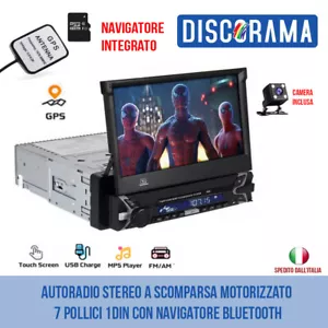 AUTORADIO STEREO A SCOMPARSA MOTORIZZATO 7 POLLICI 1DIN CON NAVIGATORE BLUETOOTH - Foto 1 di 4