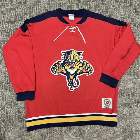 VINTAGE Florida Panthers Sweater Adult Xl Red NHL Hockey Sweatshirt Mens CCM Cover
