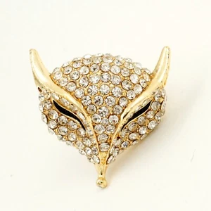 Gold Plated Clear Crystal Rhinestone Fox Adjustable Fashion Cocktail Ring 052 - Picture 1 of 3