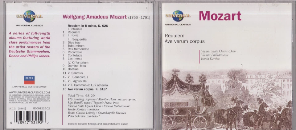 Mozart: Requiem; Ave verum corpus (CD, Oct-2003, Decca) Nice! #0924GB Foto 1 de 1
