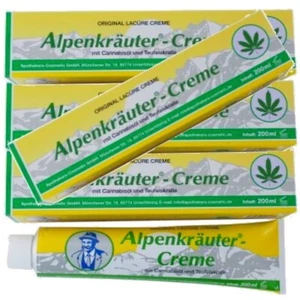 Alpenkräuter-Creme Balsam 200 ml +Teufelskralle Cannabis (Hanföl) Lacure 4er P.