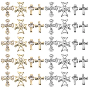 80PCS Cross Nail Charms Alloy Cross Nail Decoration for - Picture 1 of 12