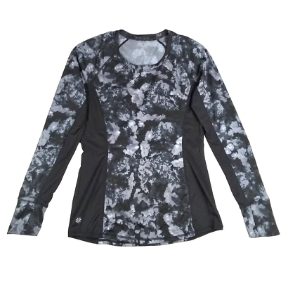 Top Athleta Runway para mujer mediano manga larga negro floral yoga atlético Foto 1 de 4
