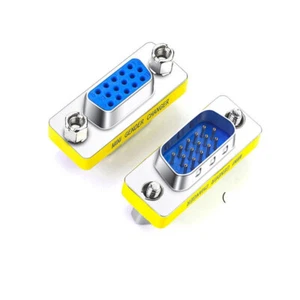 Mini convertidor adaptador VGA 15 pines macho a hembra 3 filas VGA 15 pines 2 piezas - Imagen 1 de 1