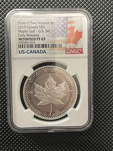 2019 S5$ Canada Maple Leaf Pride of Two Nations 1 oz Silver NGC ER Modified PF69 - Picture 1 of 2